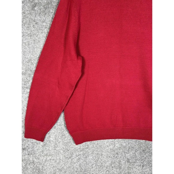 Chaps 1/4 Zip Moose Winter Christmas Knit Pullover Sweater Mens Large Red Cotton - Picture 14 of 16